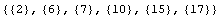 {{2}, {6}, {7}, {10}, {15}, {17}}